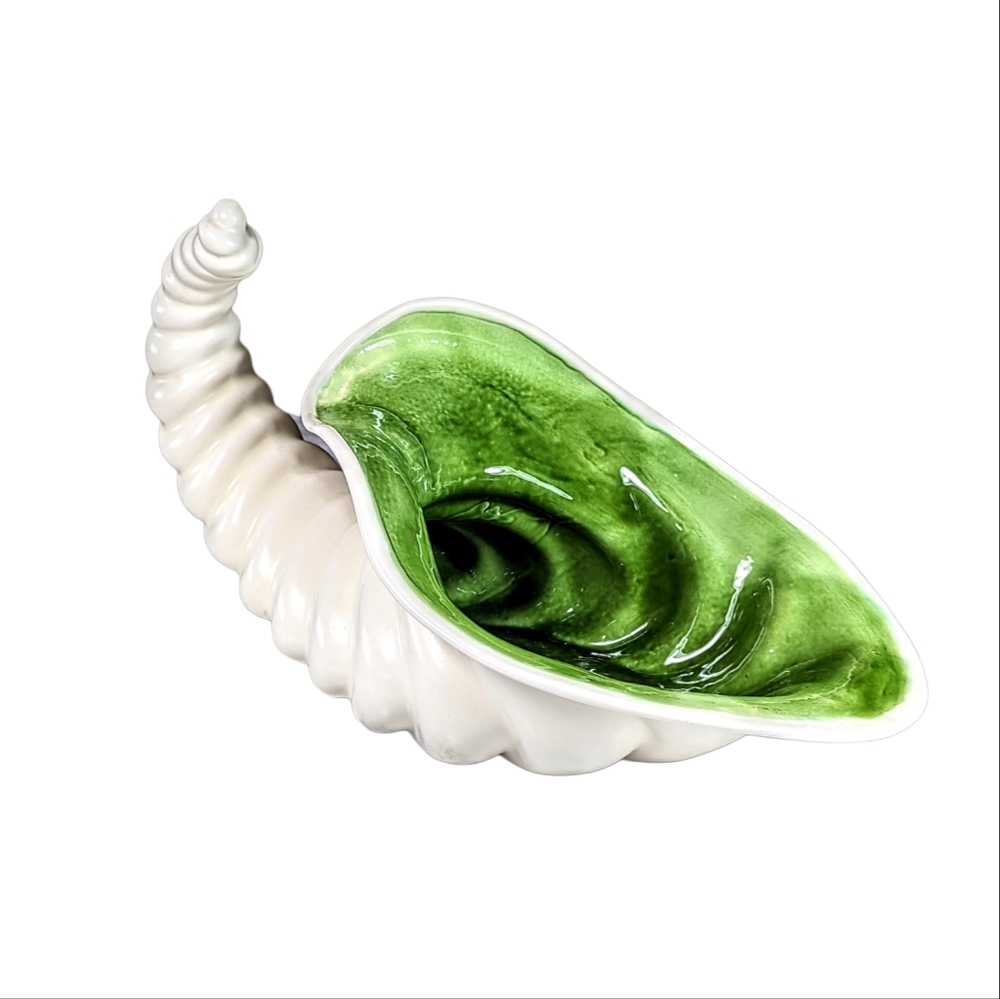 Vintage Atlantic Mold Ceramic Large Cornucopia Horn Of Plenty Mid Century 13 in